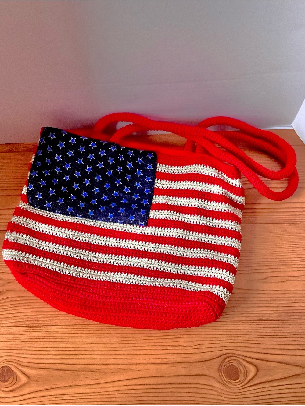Red/White/Blue.  Crocheted  Handbag